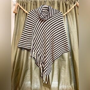 Demdaco Navy Blue & Cream Striped Poncho Sweater